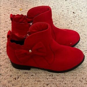 Stylish Red Kids Boots with Bow Accent